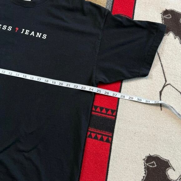 Vintage 90s Men’s Guess Jeans ? Spell Out T-Shirt Size 2XL Black Questions Mark - Picture 5 of 6